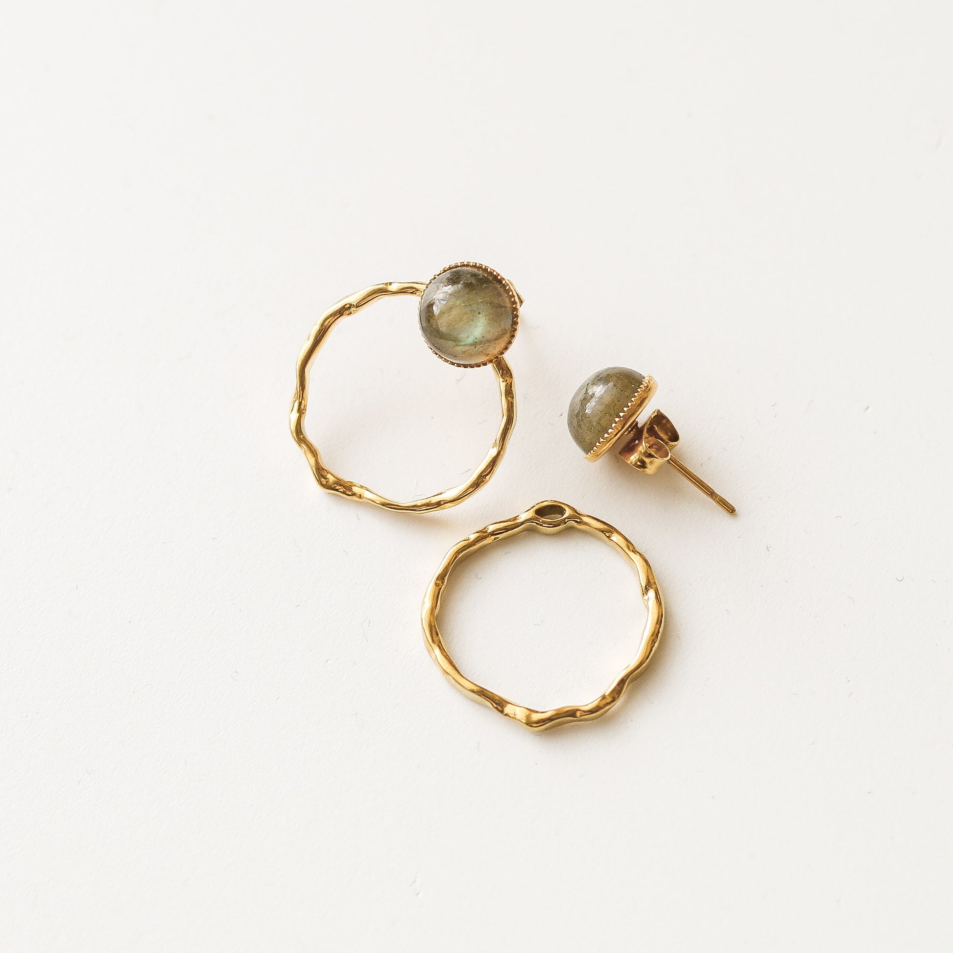 boucle anneau labradorite pierre pampille interchangeable