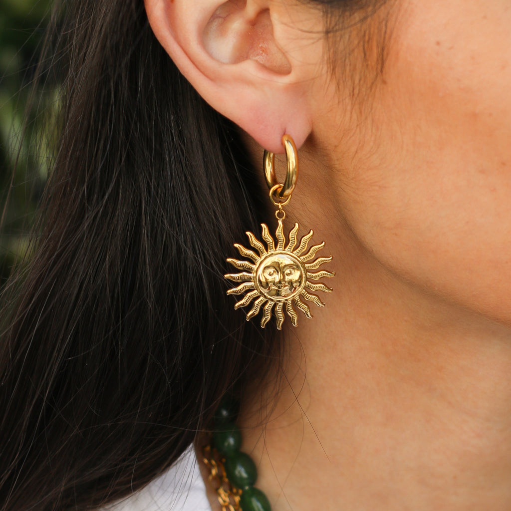 boucle oreille créole soleil doré femme