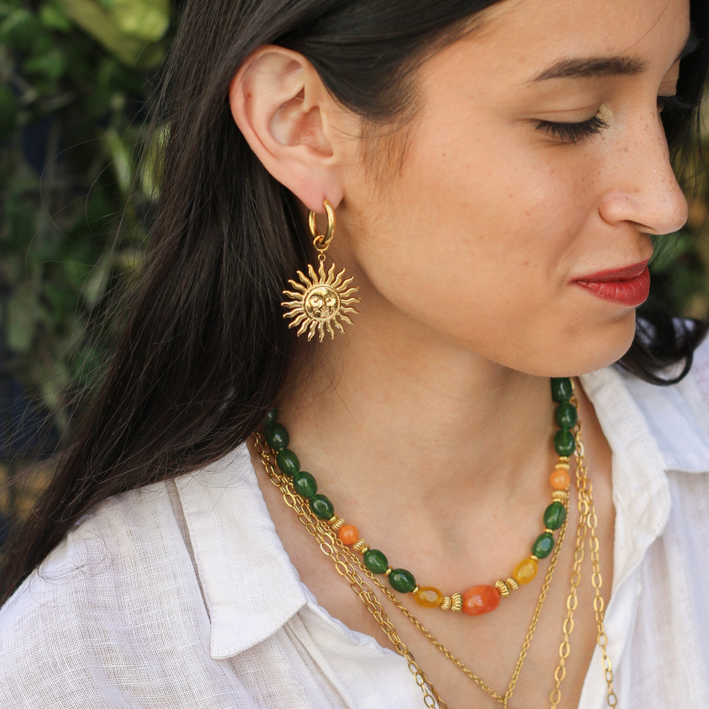 boucle oreille créole soleil doré bijou