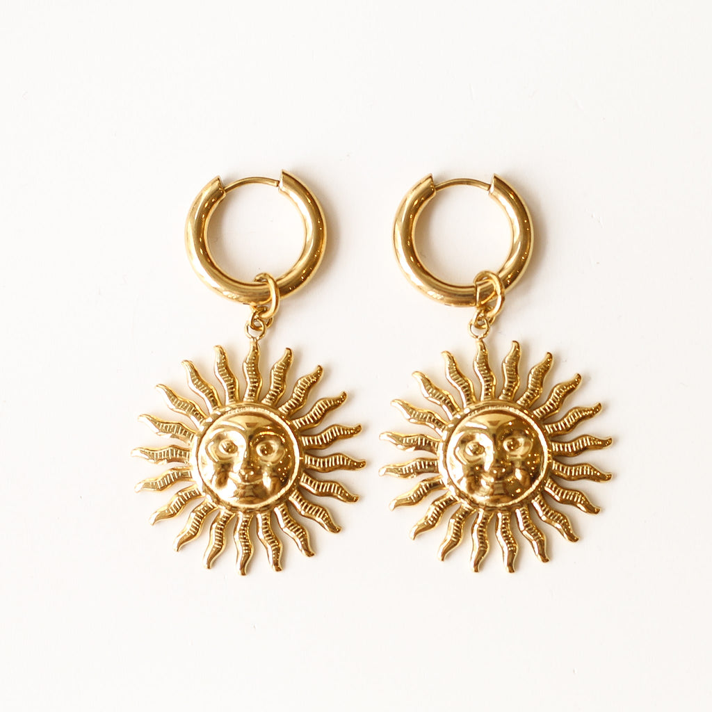 boucle oreille créole soleil doré créatrice