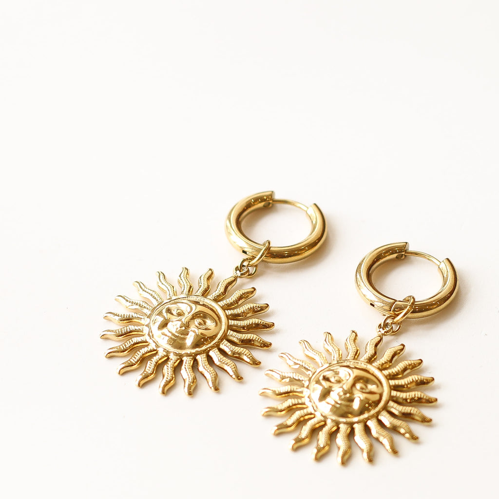 boucle oreille créole soleil doré solar