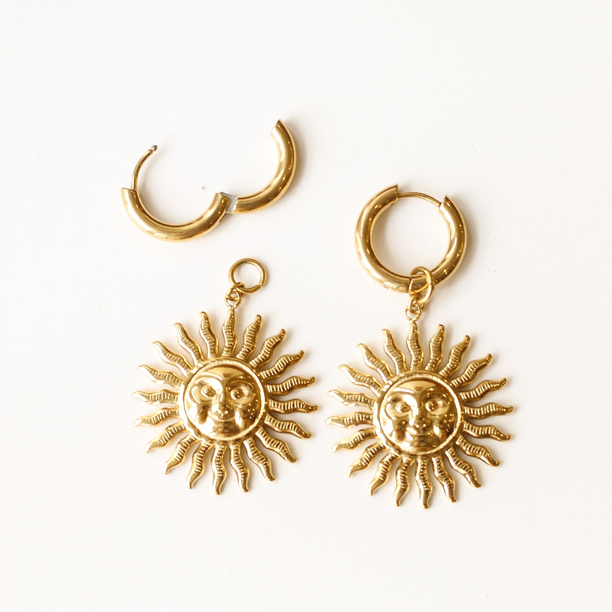 boucle oreille créole soleil doré cadeau