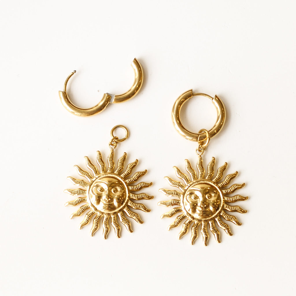 boucle oreille créole soleil doré cadeau