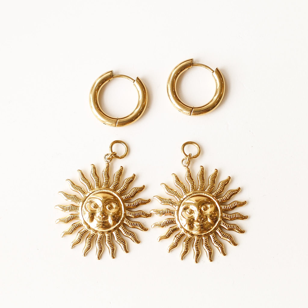 boucle oreille créole soleil doré anneau
