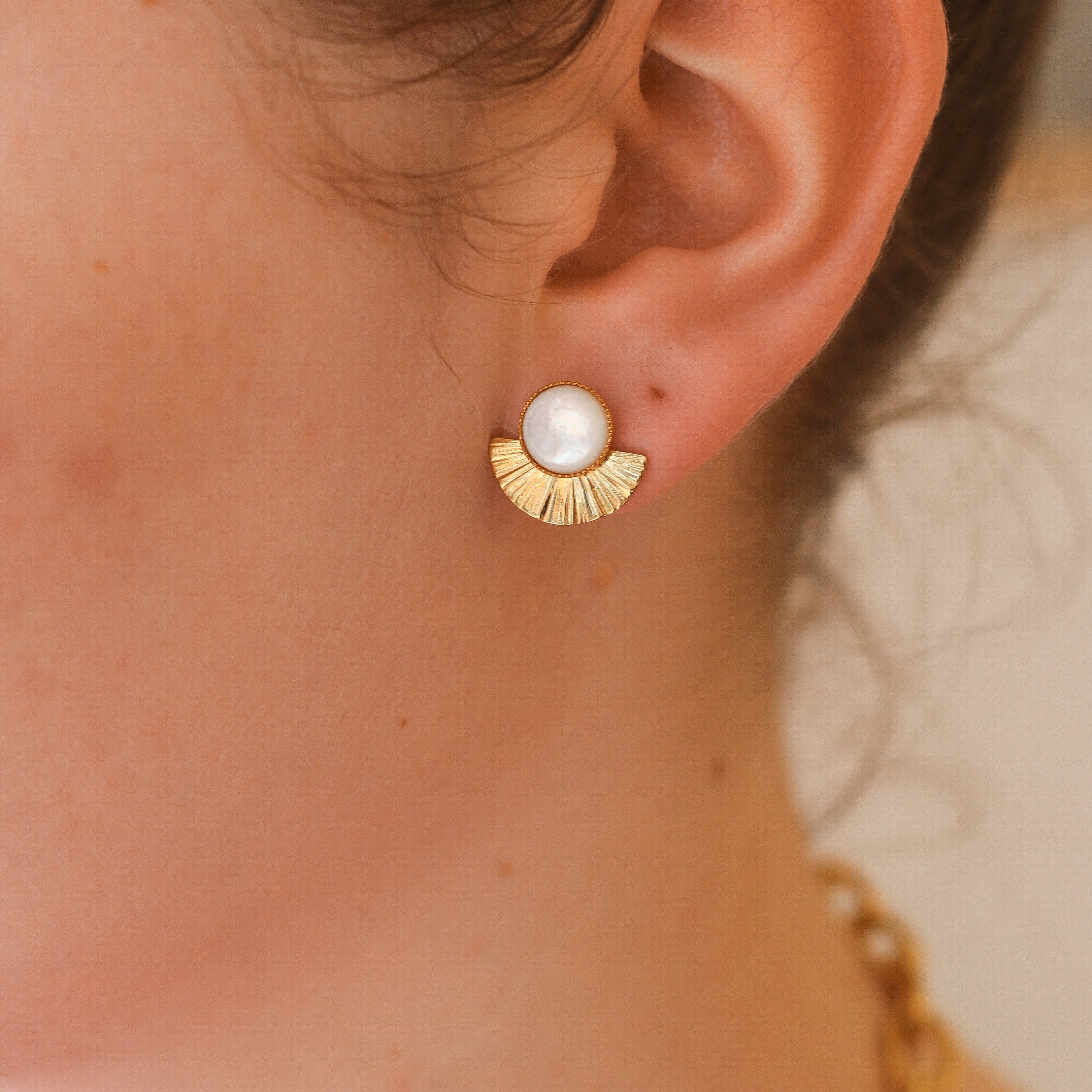 boucle nacre petite acier tendance mode