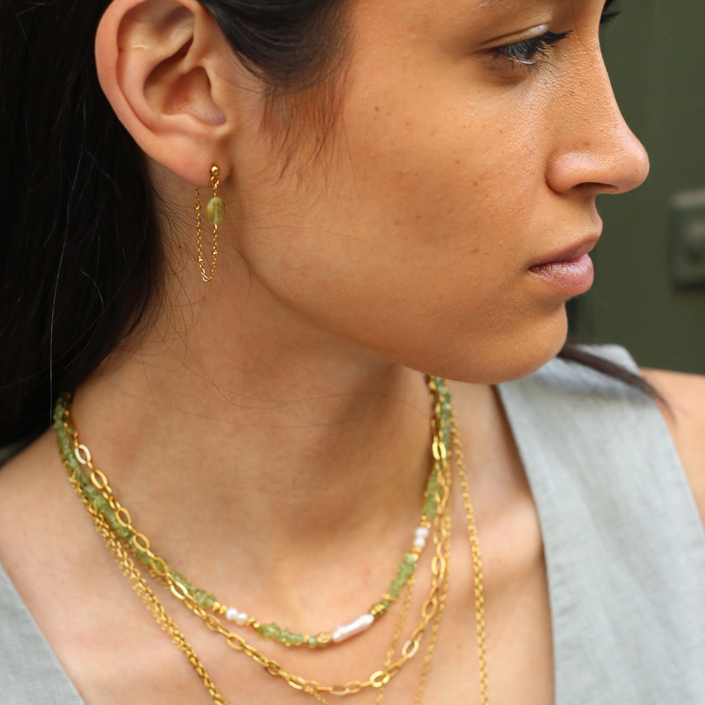 boucle oreille fait main pierre péridot