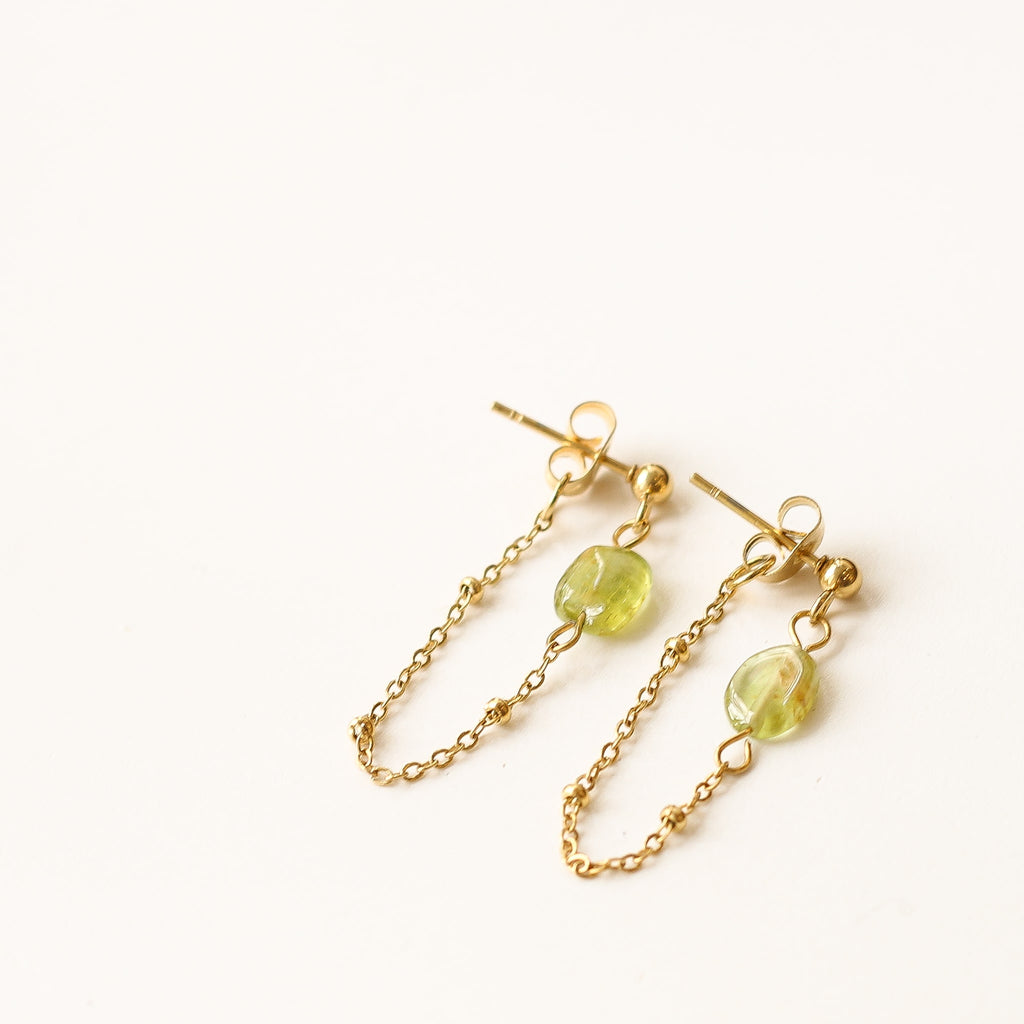 boucle oreille pierre verte péridot 