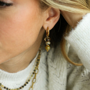 boucles créoles en Opale Quartz et Jaspe le cadeau pour maman 