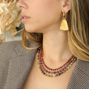 Anneaux Trapèze martelé en acier inoxydable doré tendance