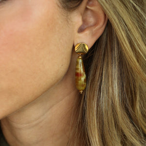 Boucles longue en Unakite le cadeau pour la fête des mères