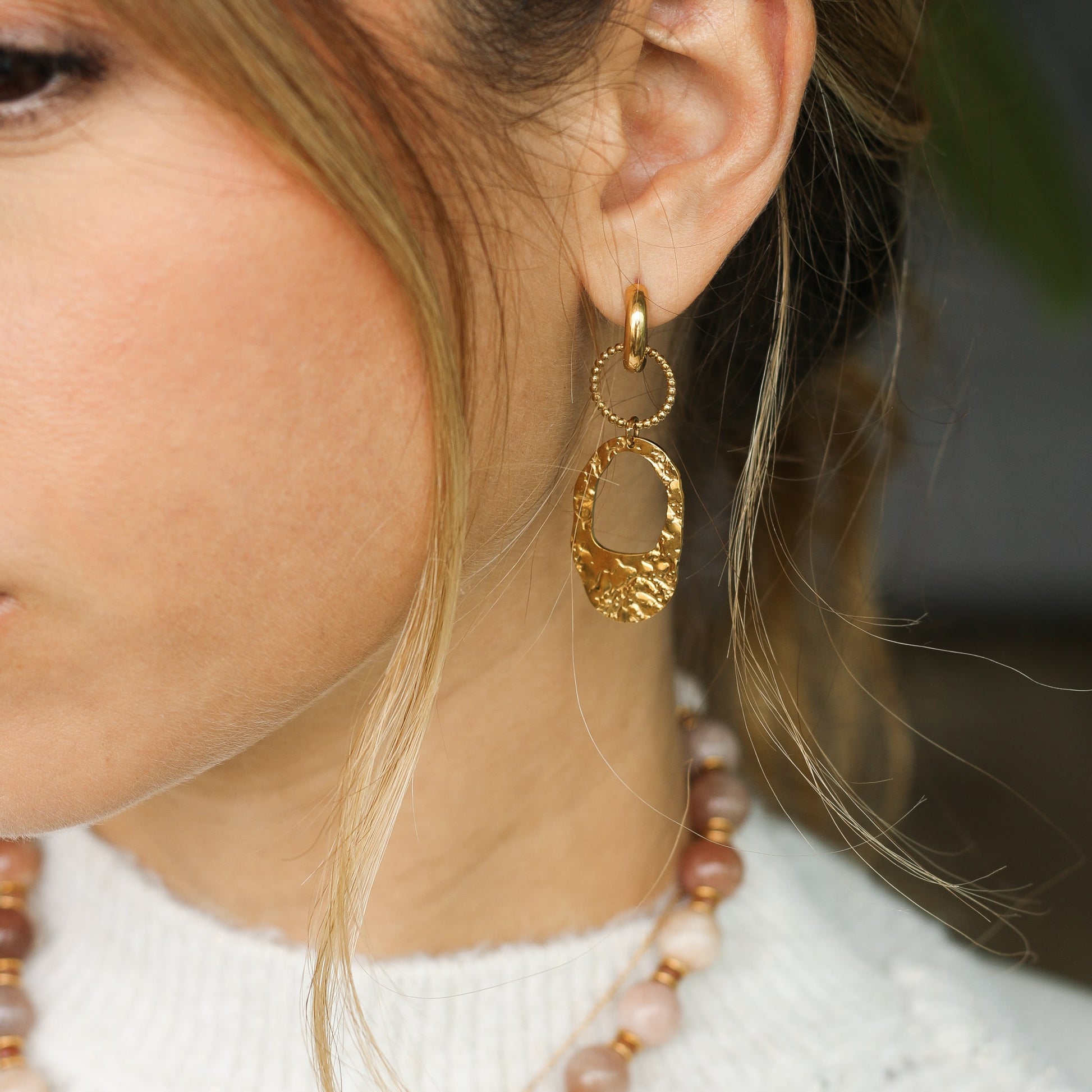 boucles d'oreilles pour la fête des mères en acier inoxydable doré