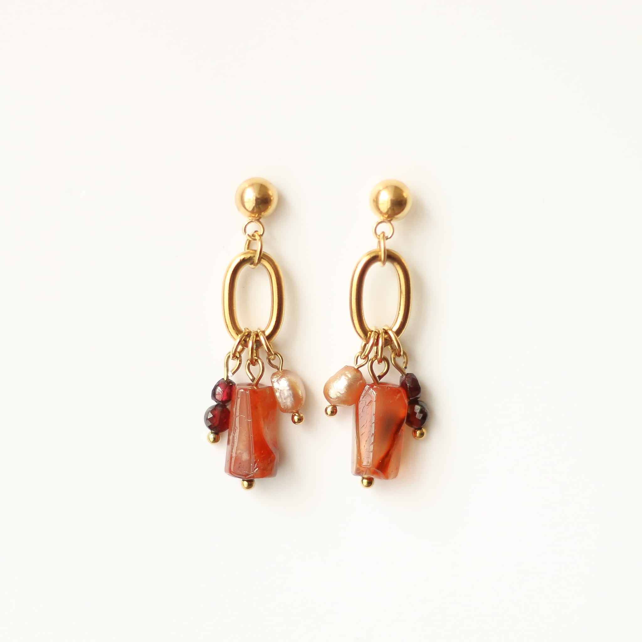 Boucles d'oreilles Cornaline pendante