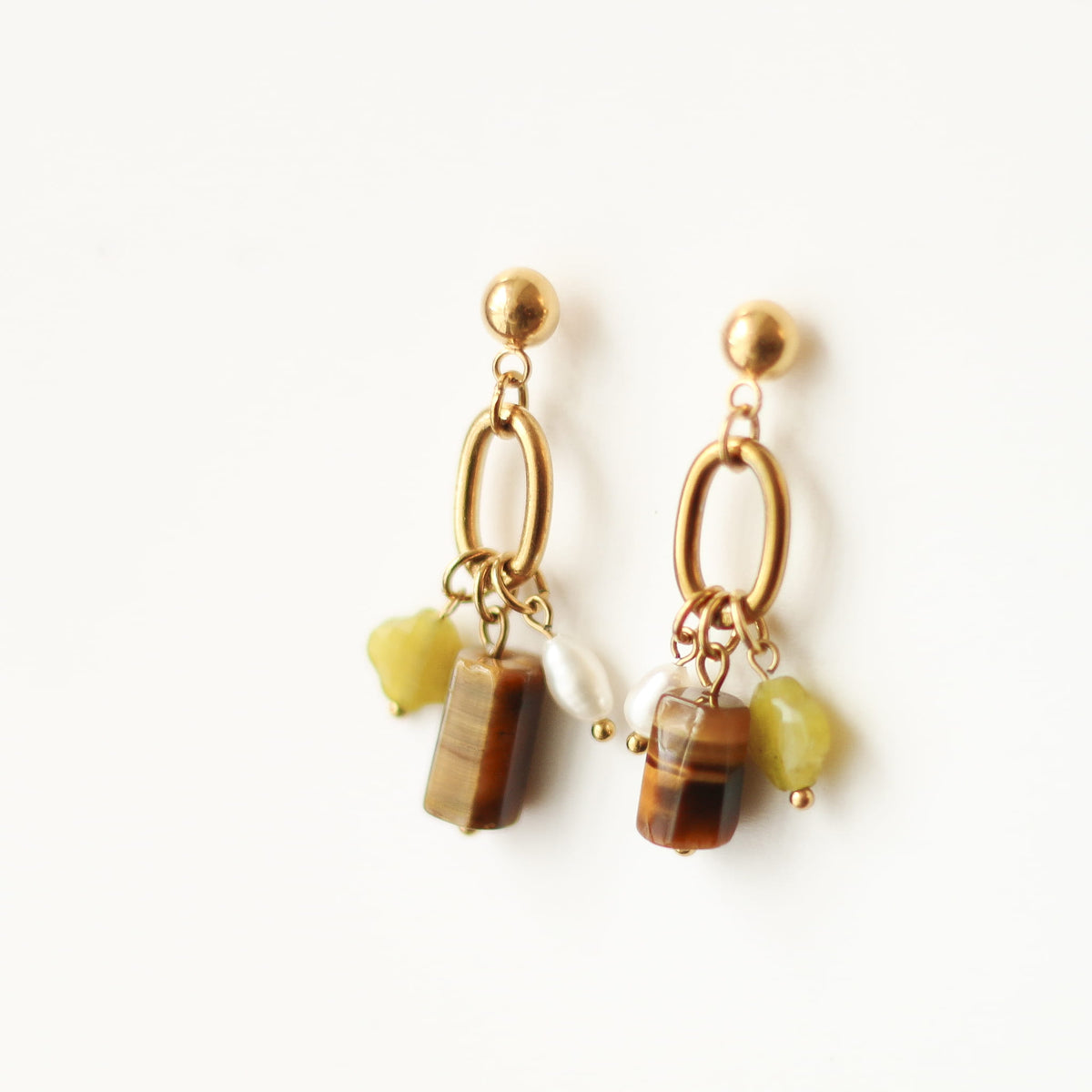 Boucles d'oreilles Œil de tigre pendante