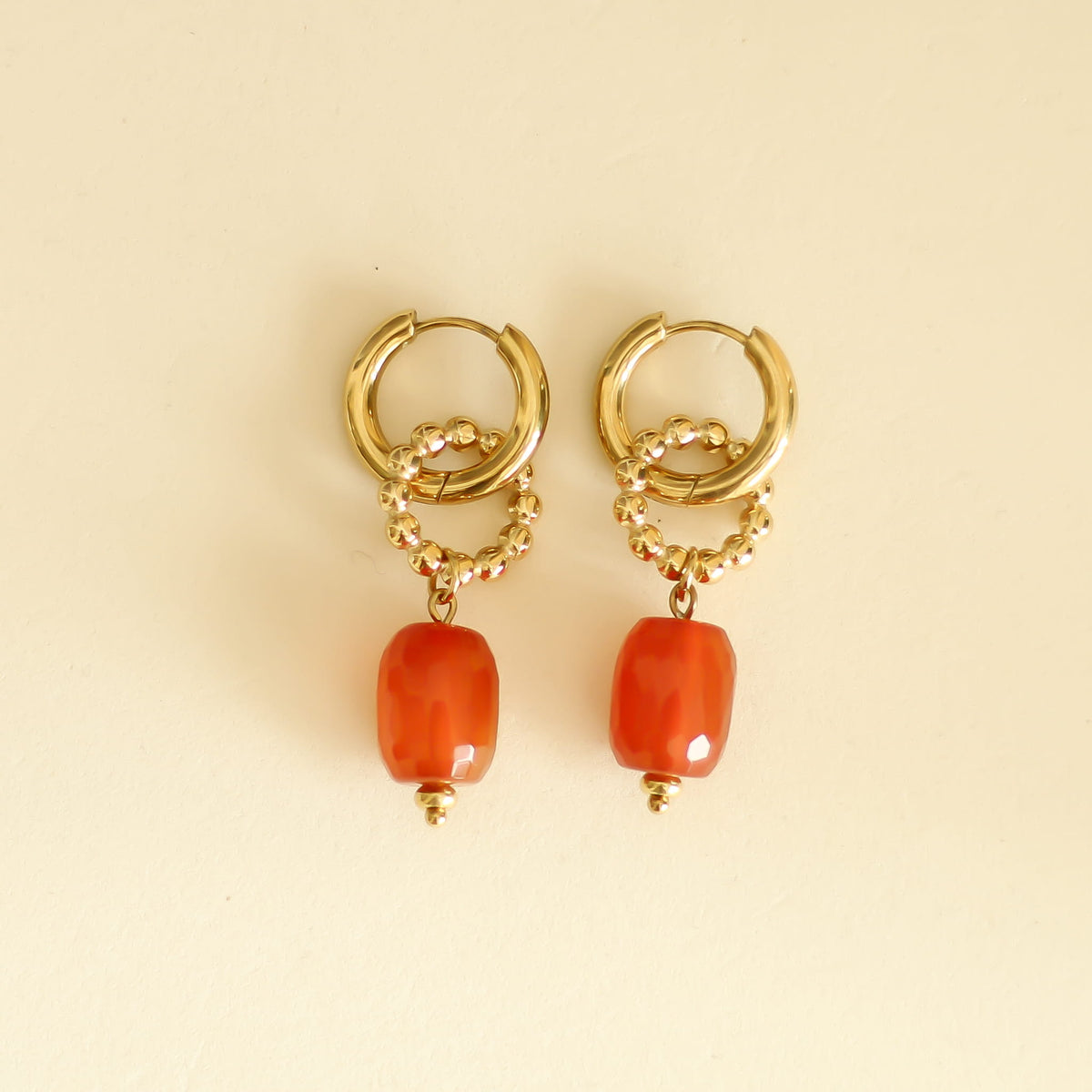 Boucles d'oreilles Cornaline anneau