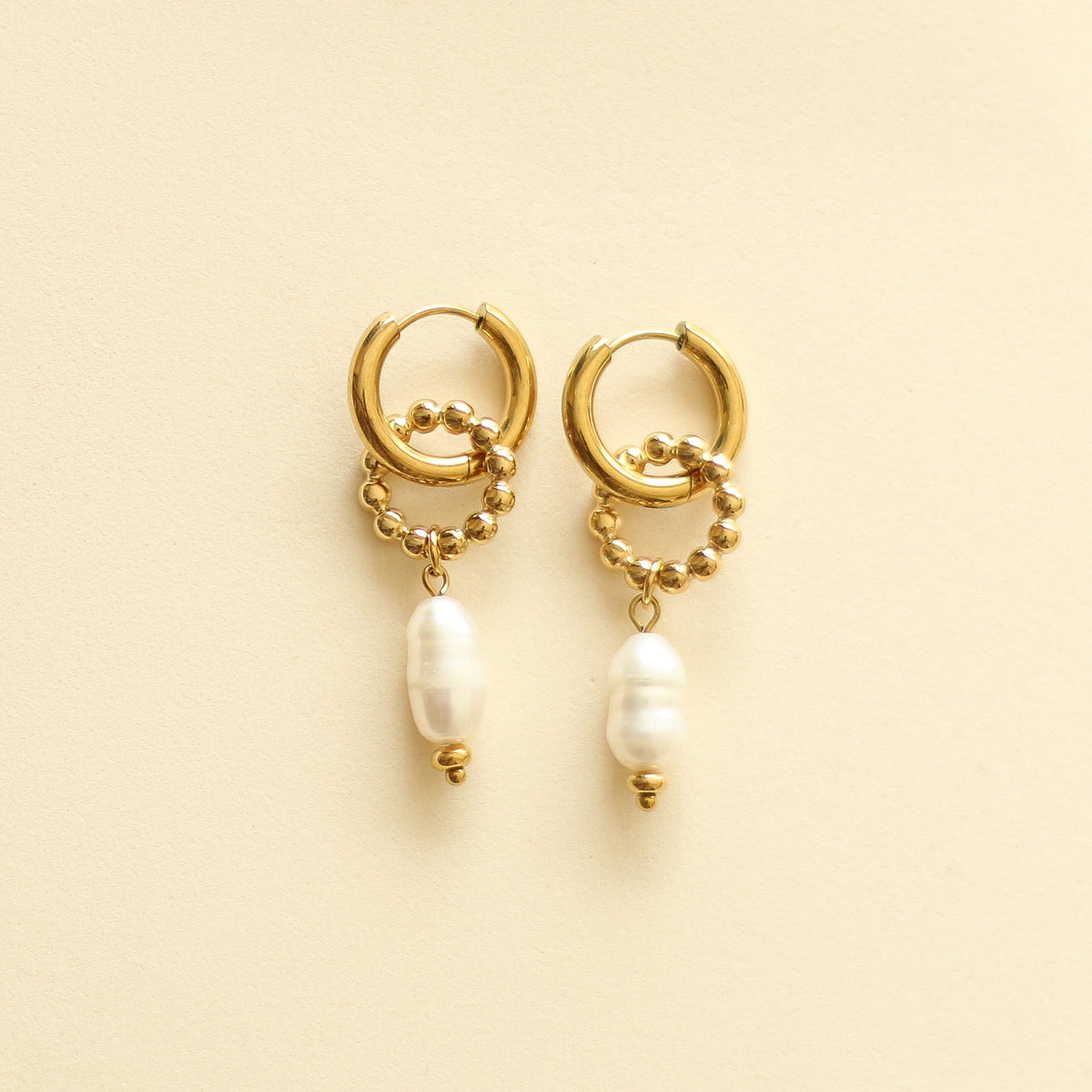 Boucles d'oreilles Perle baroque anneau