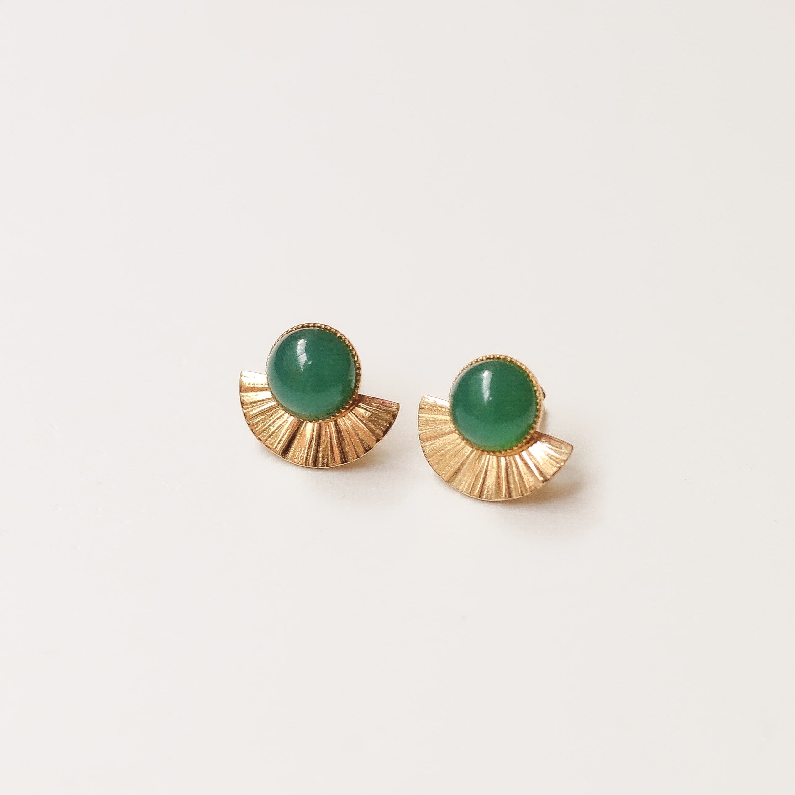 boucle agate petite verte demi lune