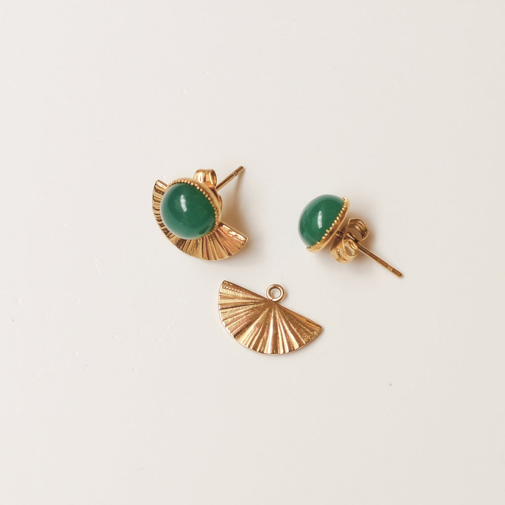 boucle agate petite verte pampille interchangeable