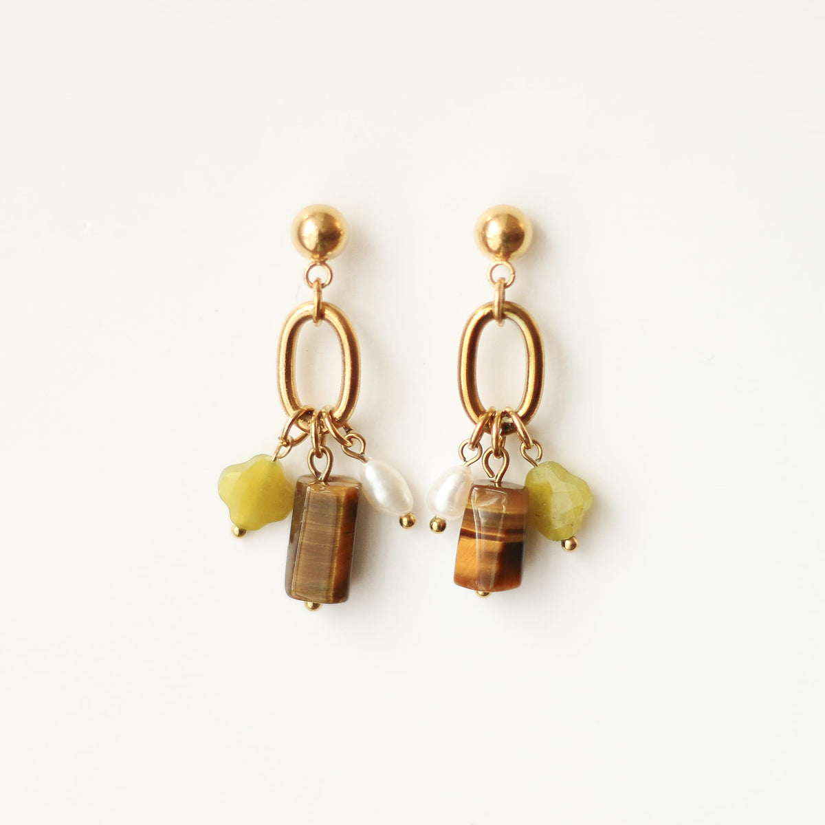 Boucles d'oreilles Œil de tigre pendante