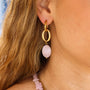 Boucles d'oreilles en améthyste lavande, acier inoxydable doré.