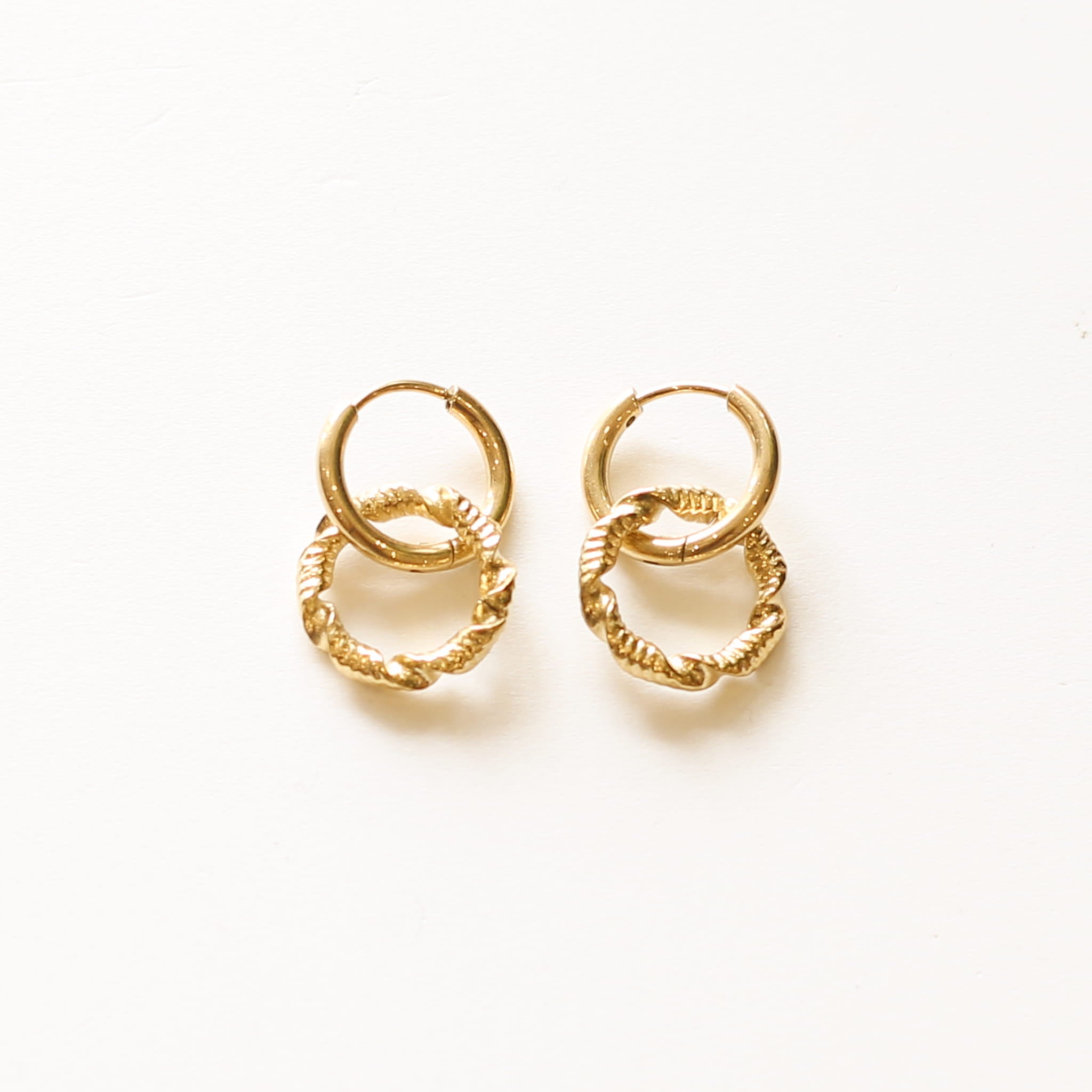 Boucles anneaux double Torsadé, création Mahny bijoux pierres semi-précieuses.