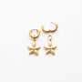 Boucles d'oreilles à pendentif étoile de mer doré, acier inoxydable doré.