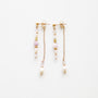 Boucles d'oreilles en kunzite rose à chaîne, acier inoxydable doré.