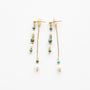 Boucles d'oreilles en turquoise à chaîne, acier inoxydable doré.
