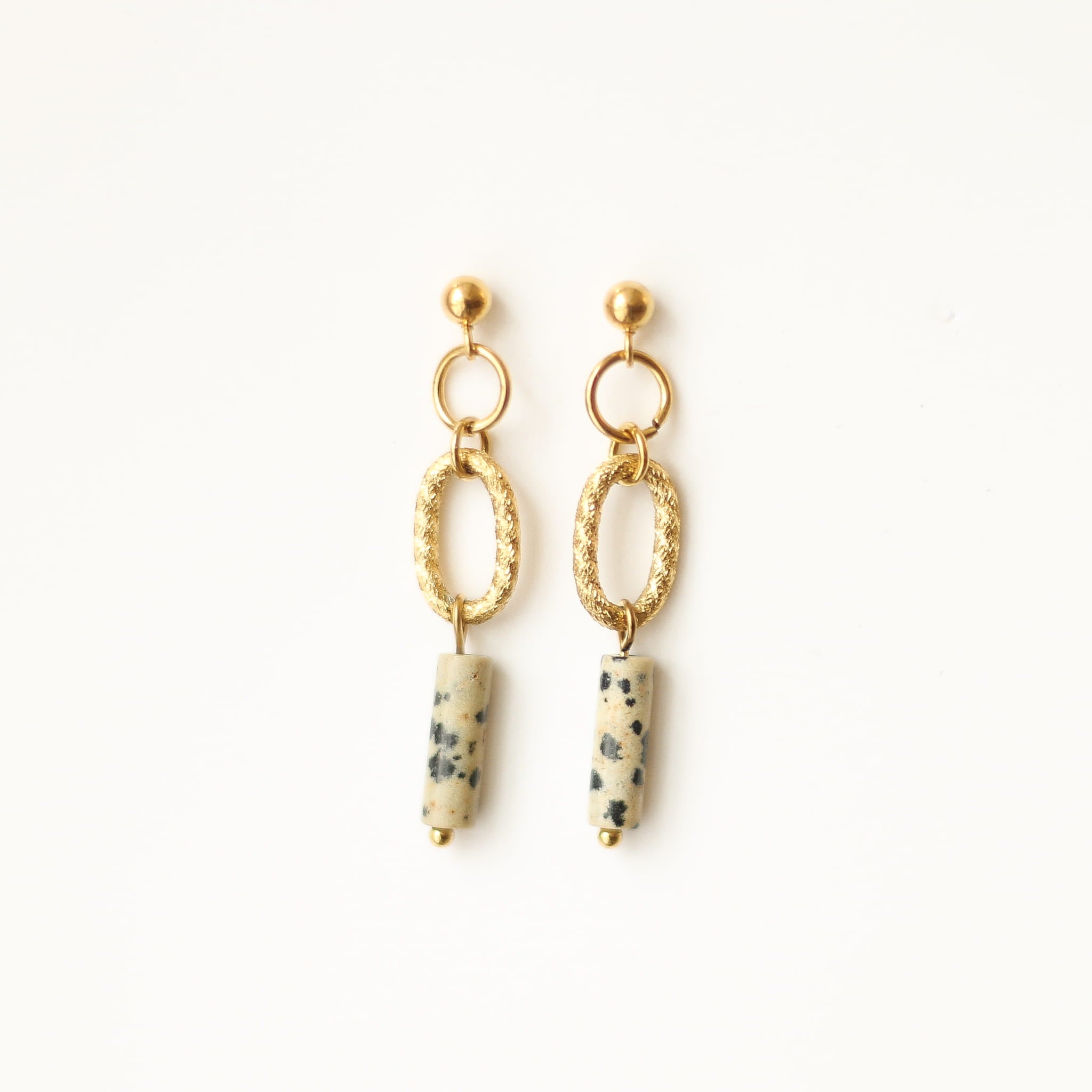 Boucles d'oreilles Jaspe Dalmatien anneaux