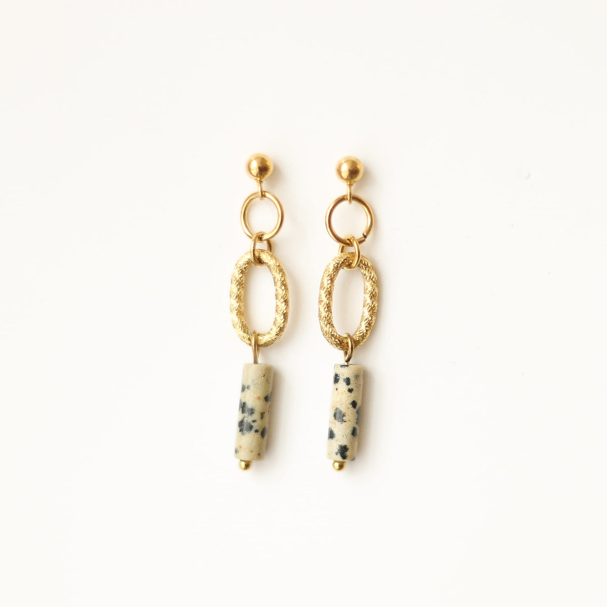 Boucles d'oreilles Jaspe Dalmatien anneaux