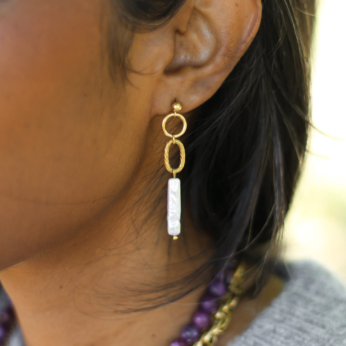 Boucles d'oreilles Perle longue anneaux