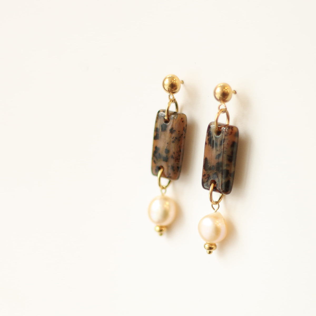Boucles d'oreilles Perle orange & Léopard