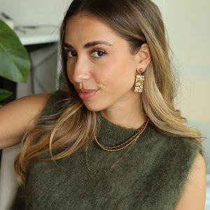 boucles longues rectangles en or montées à la main