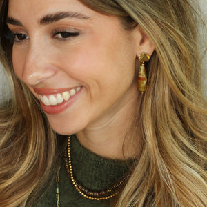 boucles d'oreilles pendantes en Unakite montées à la main 