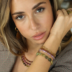 Bracelet en perles d'Agate Parme assemblé à la main à Paris