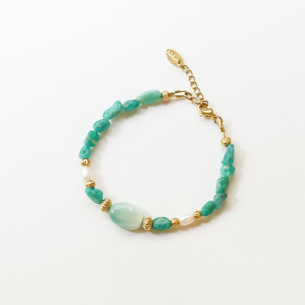 bracelet amazonite angélite perle pierre naturelle