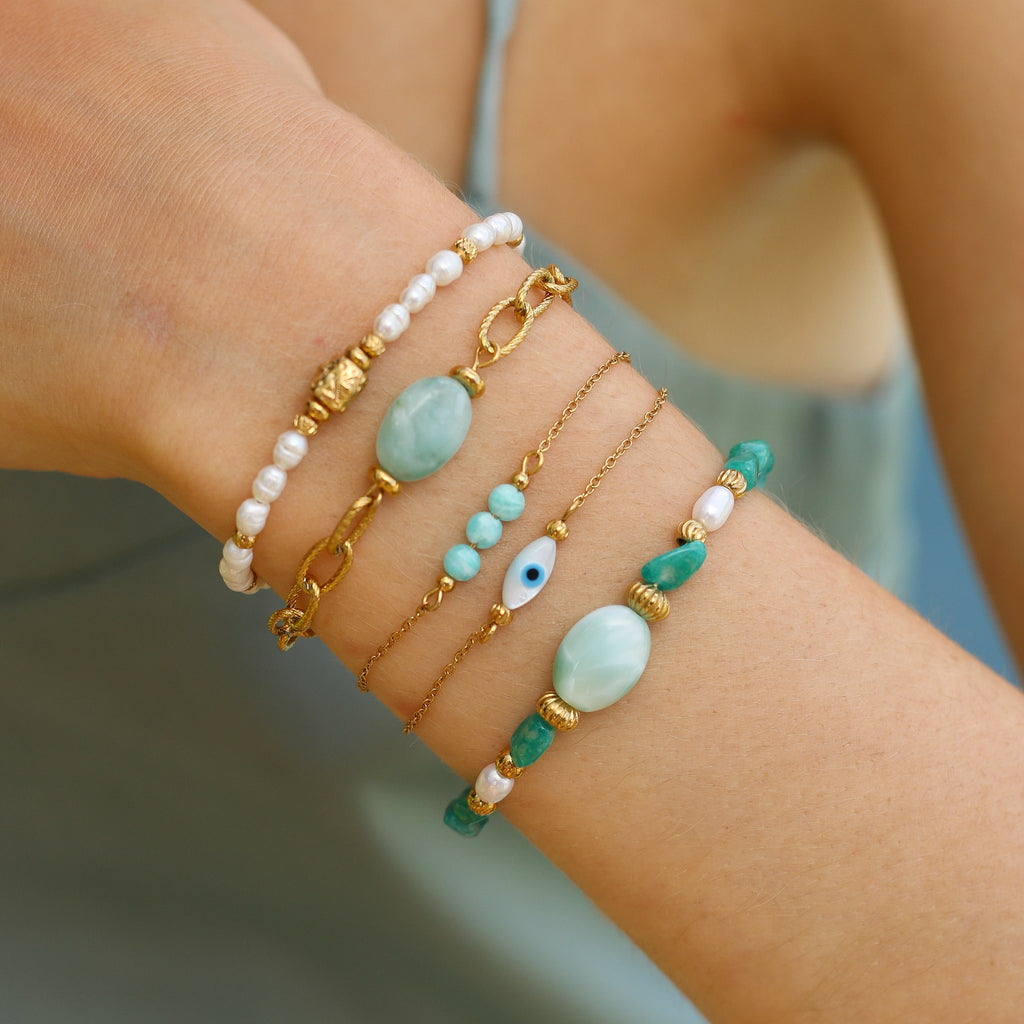 bracelet amazonite angélite perle pierre bijou