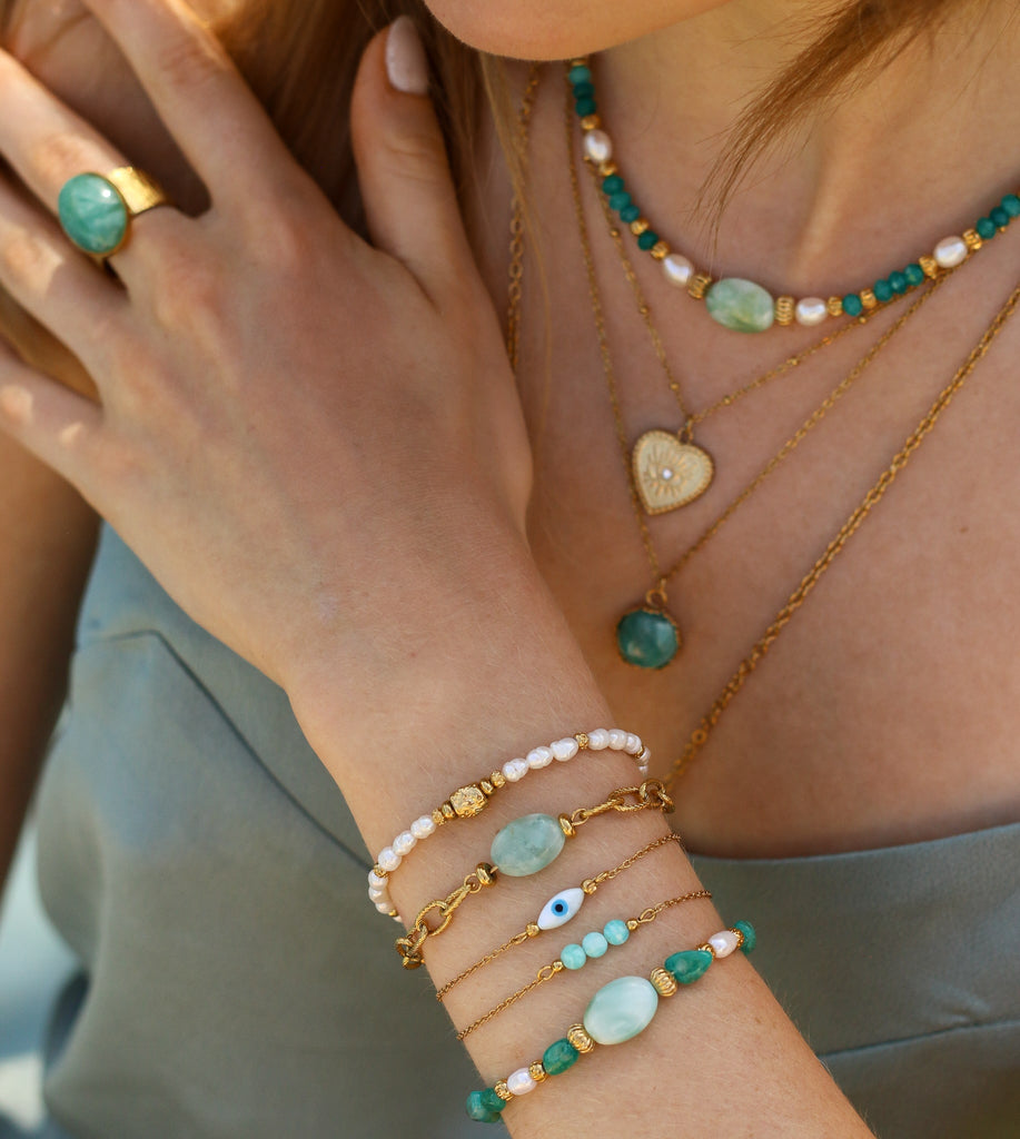 bracelet amazonite angélite perle pierre bleu
