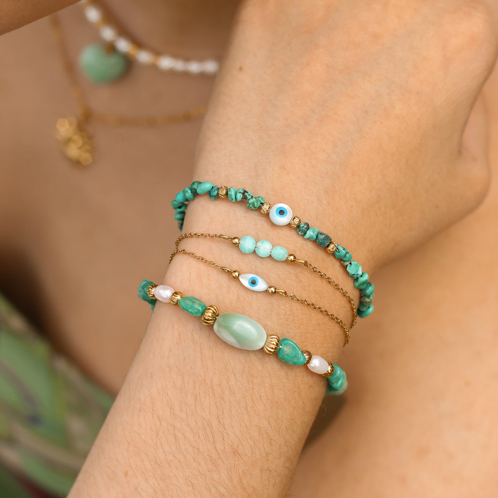 bracelet amazonite angélite perle pierre lithothérapie