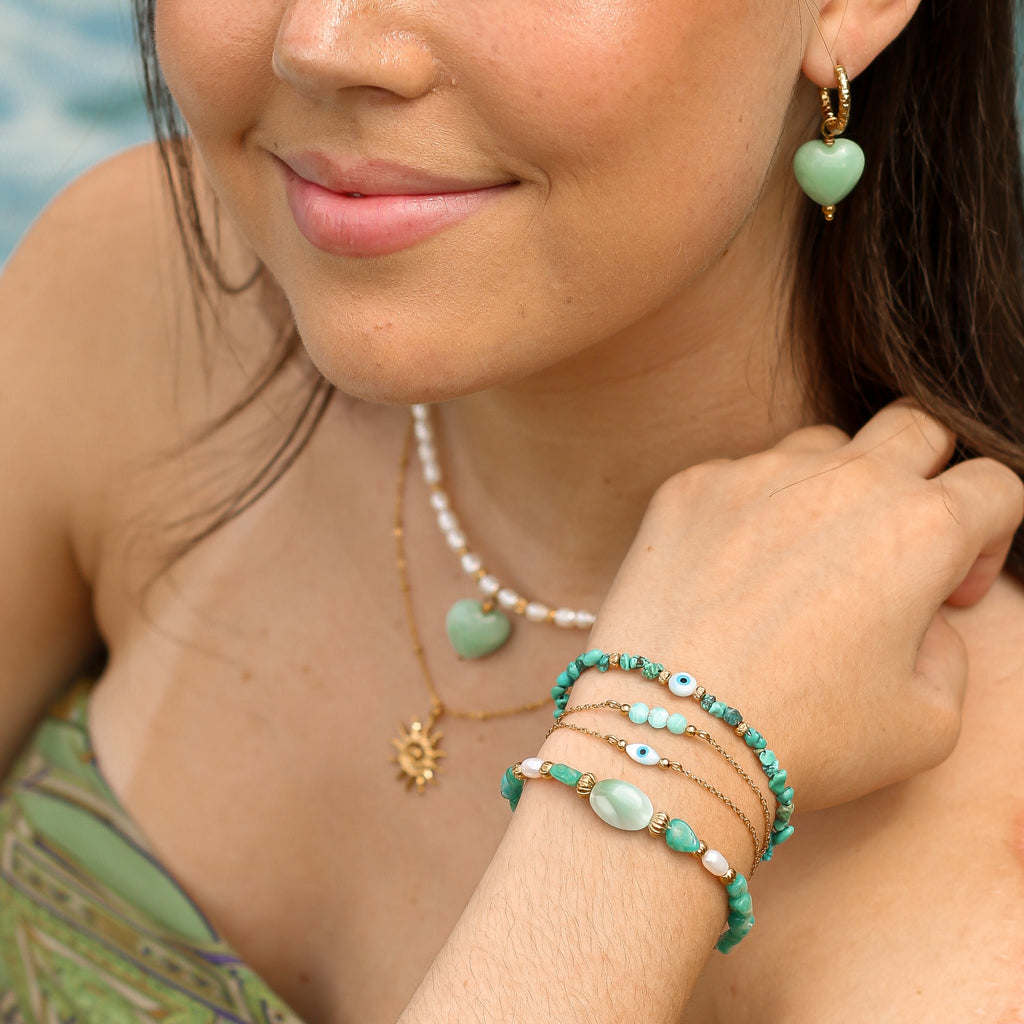 bracelet amazonite angélite perle pierre acier