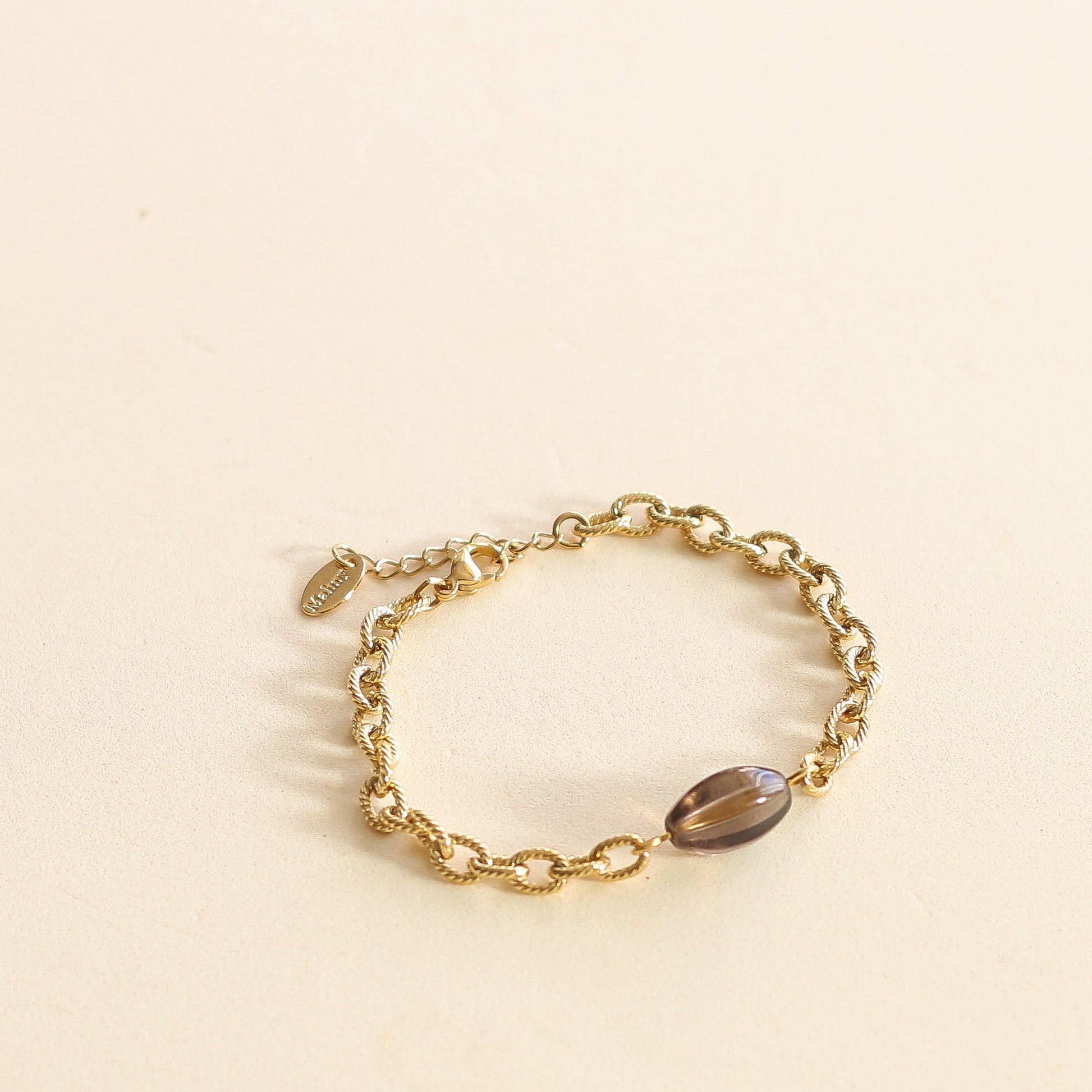 Bracelet monté en France en Chaîne et Quartz Fumé