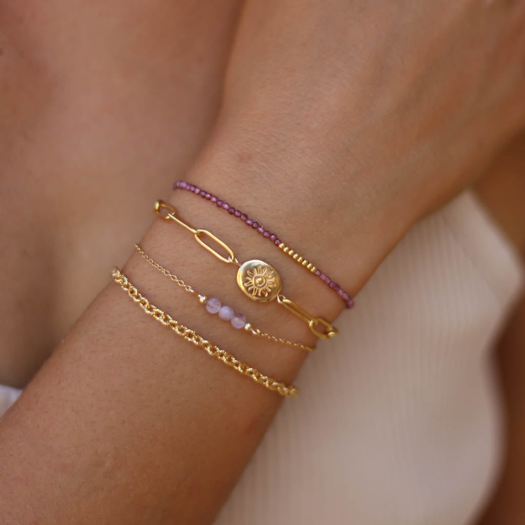 bracelet amethyste lavande acier 