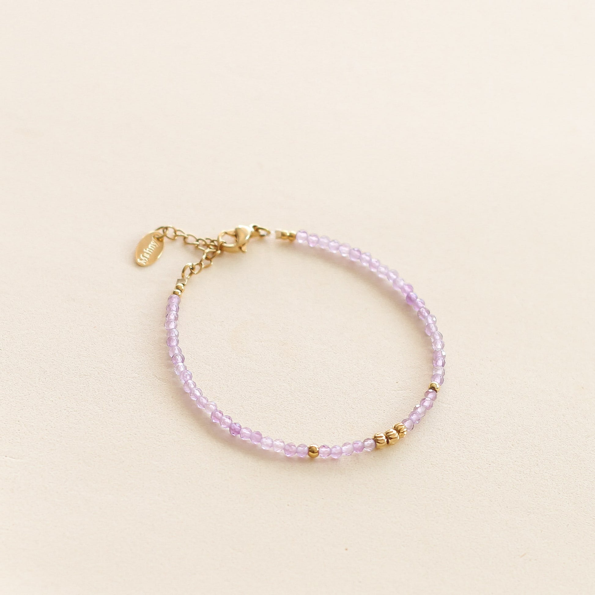 Bracelet perlé Améthyste fabriqué en france à la main