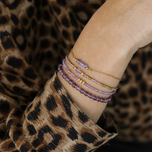 Bracelet 3 perles Améthyste assemblé à la main à Paris