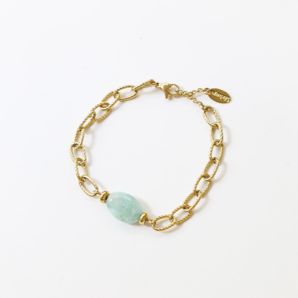 bracelet angélite chaine pierre verte créatrice