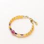Bracelet Mosaïque Aventurine jaune et Rubis, détail des pierres, bijou femme pierres naturelles Mahny.