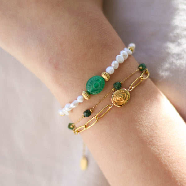 Bracelet Oeil Agate Verte