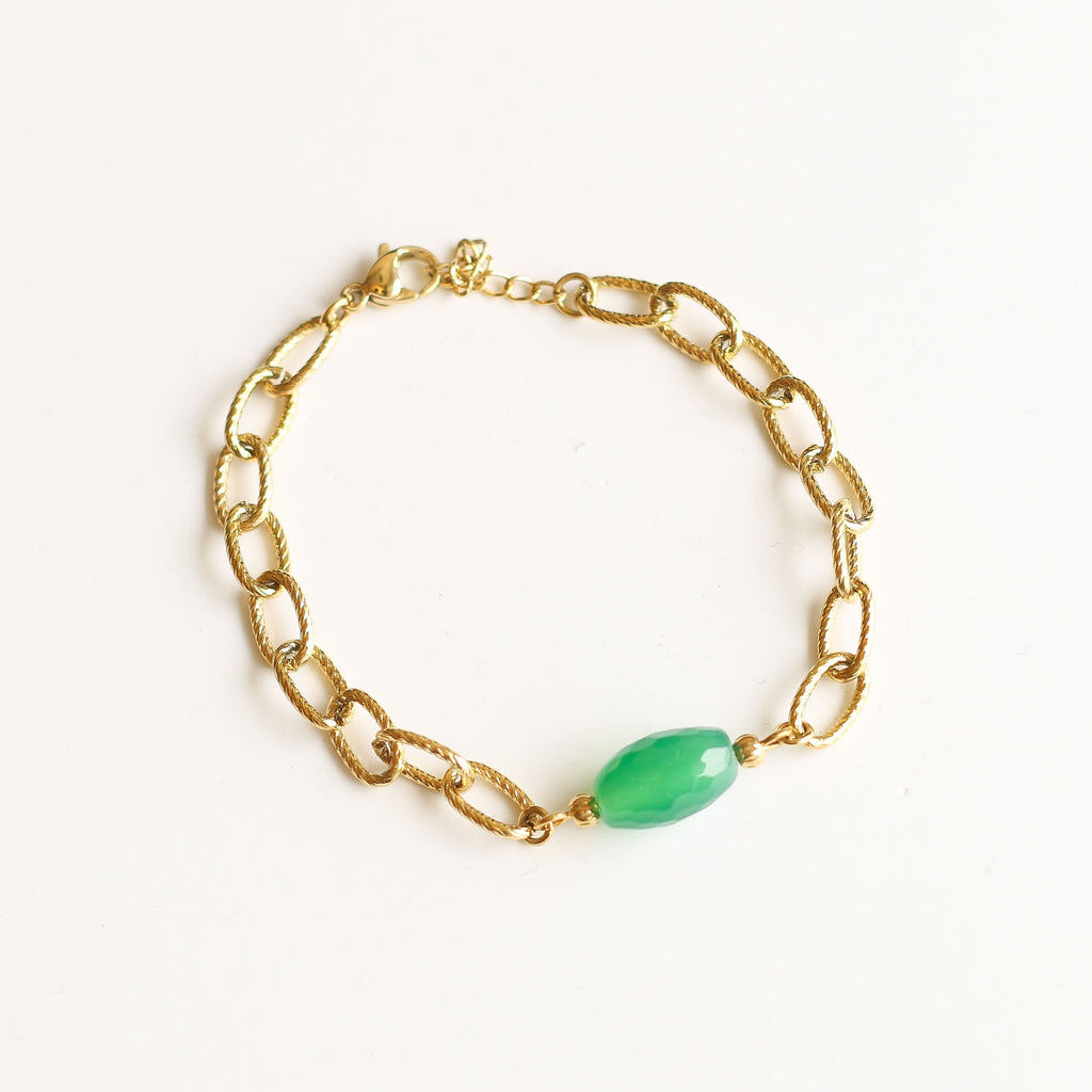 bracelet agate verte perle pierre naturelle