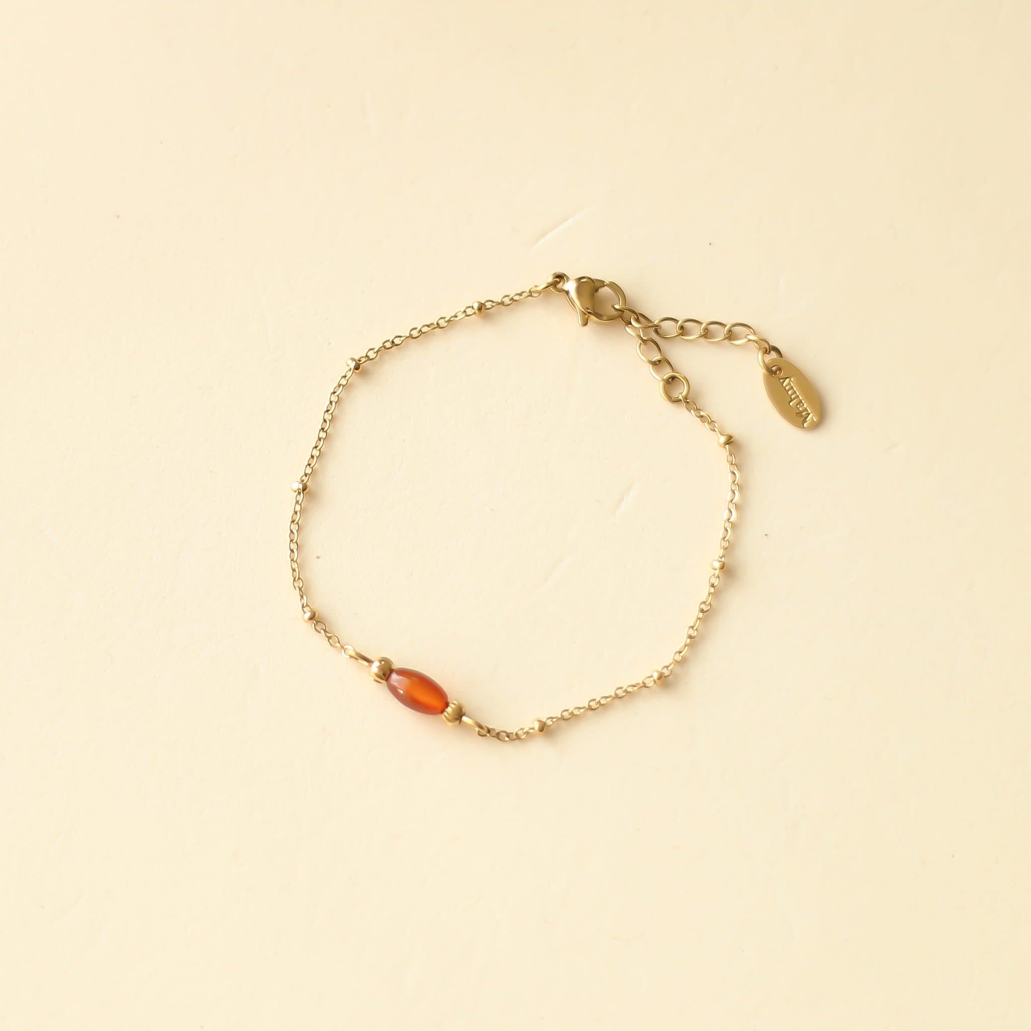 Bracelet Agate rouge chaîne fine