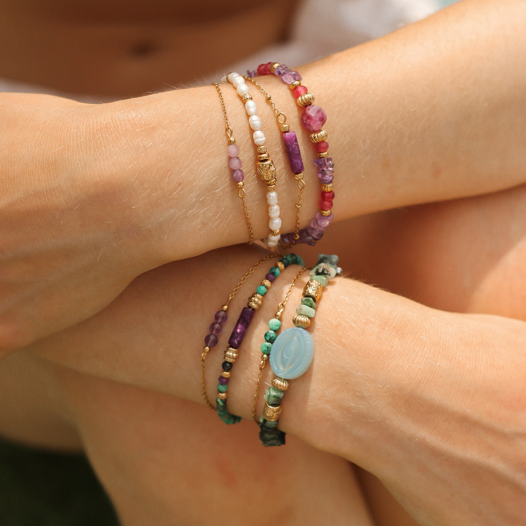 bracelet perle acier améthyste créateur summer