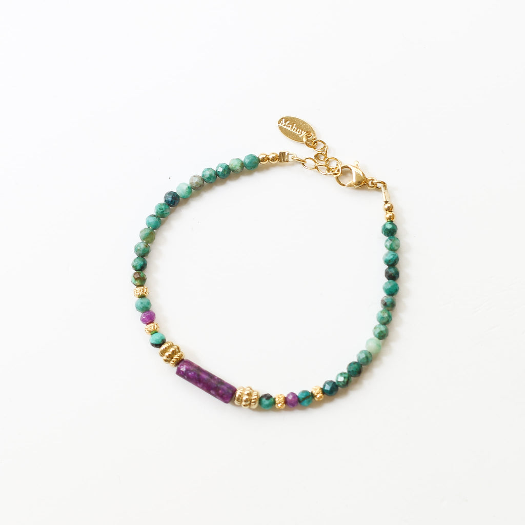 bracelet chrysocolle lépidolite pierre naturelle violet